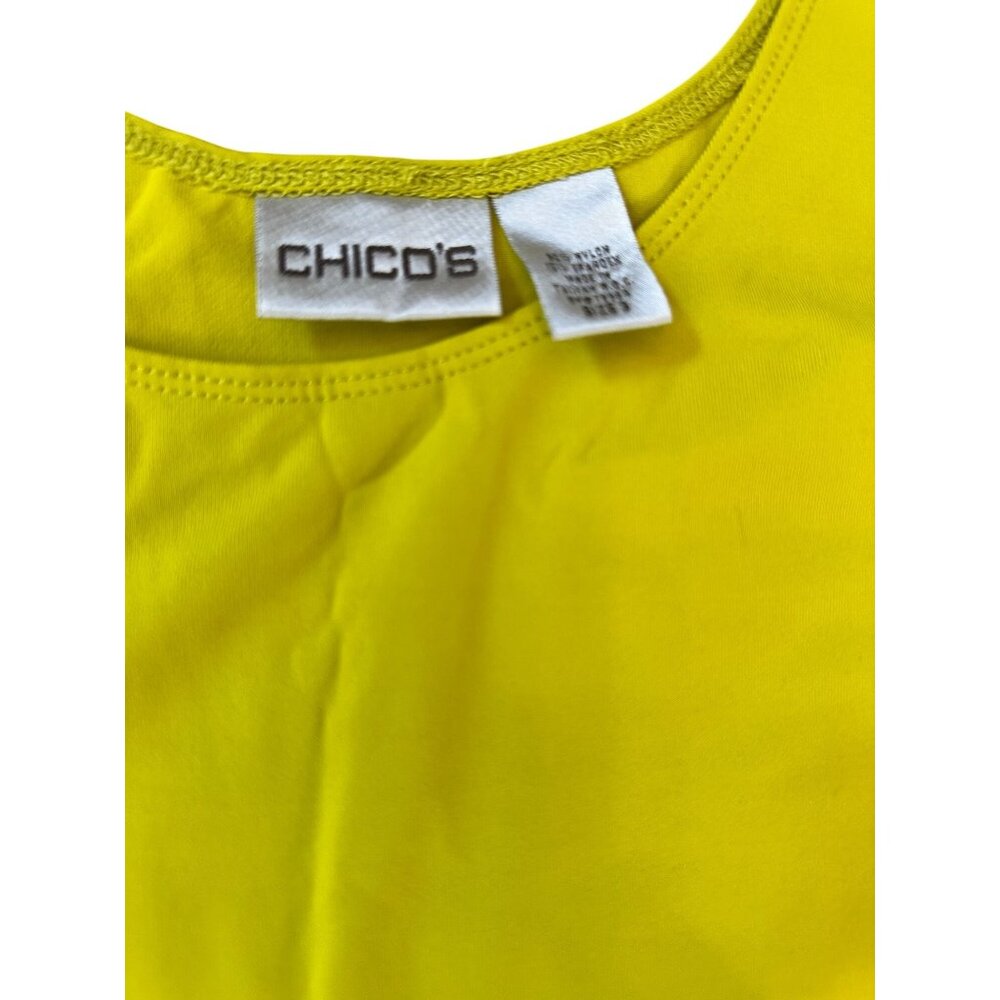 Chicos Womens  Size 3 Lime Green Tank Top 16/18 Nylon/Spandex Stretch Sleeveless - Picture 6 of 6